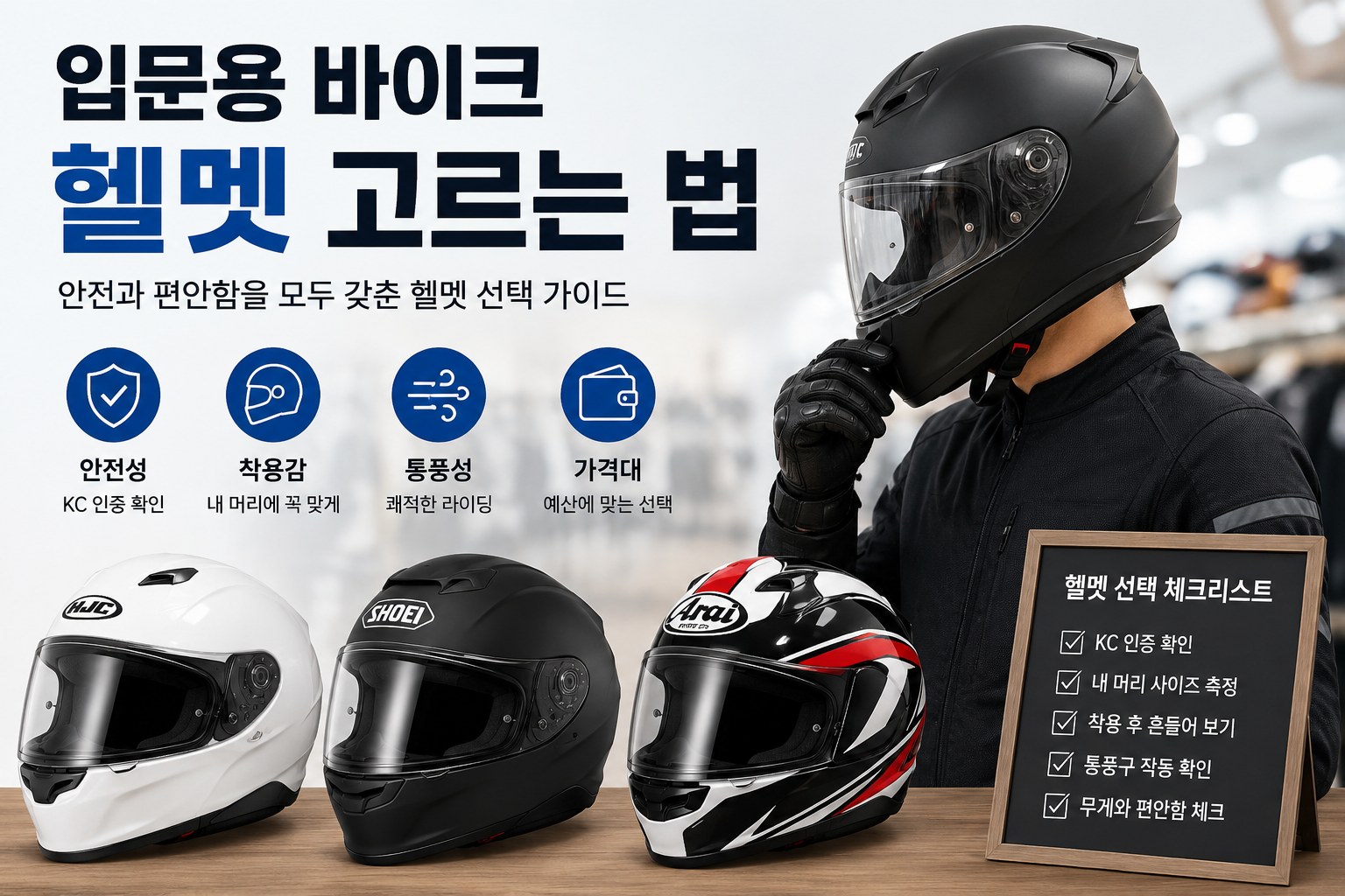 입문용 바이크 헬멧 고르는 법｜머리에 맞는 헬멧을 찾는 기준 기사 대표 이미지