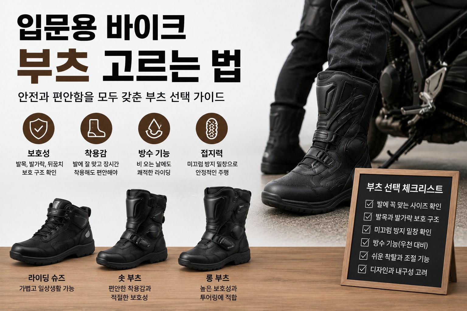 입문용 바이크 부츠 고르는 법｜발에 맞는 부츠를 찾는 기준 기사 대표 이미지