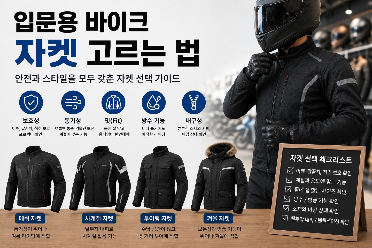 입문용 바이크 재킷 고르는 법｜핏과 계절에 맞춰 고르는 기준 기사 대표 이미지